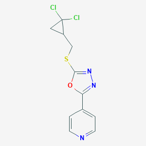 molecular formula C11H9Cl2N3OS B285634 4-[5-(2,2-Dichloro-cyclopropylmethylsulfanyl)-[1,3,4]oxadiazol-2-yl]-pyridine 