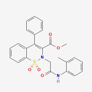 molecular formula C25H22N2O5S B2856341 methyl 2-(2-oxo-2-(o-tolylamino)ethyl)-4-phenyl-2H-benzo[e][1,2]thiazine-3-carboxylate 1,1-dioxide CAS No. 1114828-18-0