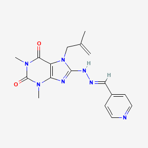 molecular formula C17H19N7O2 B2856348 (E)-1,3-dimethyl-7-(2-methylallyl)-8-(2-(pyridin-4-ylmethylene)hydrazinyl)-1H-purine-2,6(3H,7H)-dione CAS No. 361173-38-8