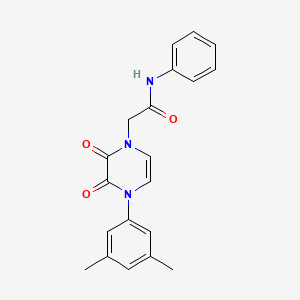 molecular formula C20H19N3O3 B2856352 2-(4-(3,5-dimethylphenyl)-2,3-dioxo-3,4-dihydropyrazin-1(2H)-yl)-N-phenylacetamide CAS No. 891866-87-8