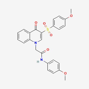 molecular formula C25H22N2O6S B2856358 2-[3-(4-methoxybenzenesulfonyl)-4-oxo-1,4-dihydroquinolin-1-yl]-N-(4-methoxyphenyl)acetamide CAS No. 866813-68-5