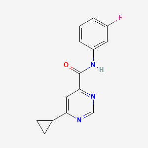 molecular formula C14H12FN3O B2856361 6-Cyclopropyl-N-(3-fluorophenyl)pyrimidine-4-carboxamide CAS No. 2415569-29-6