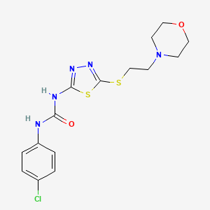 molecular formula C15H18ClN5O2S2 B2856362 1-(4-Chlorophenyl)-3-(5-((2-morpholinoethyl)thio)-1,3,4-thiadiazol-2-yl)urea CAS No. 922698-03-1