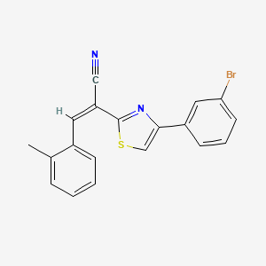 molecular formula C19H13BrN2S B2856363 (Z)-2-(4-(3-bromophenyl)thiazol-2-yl)-3-(o-tolyl)acrylonitrile CAS No. 476668-53-8