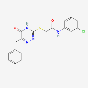 molecular formula C19H17ClN4O2S B2856364 N-(3-chlorophenyl)-2-((6-(4-methylbenzyl)-5-oxo-4,5-dihydro-1,2,4-triazin-3-yl)thio)acetamide CAS No. 898605-91-9