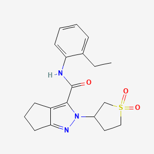 molecular formula C19H23N3O3S B2856376 2-(1,1-dioxidotetrahydrothiophen-3-yl)-N-(2-ethylphenyl)-2,4,5,6-tetrahydrocyclopenta[c]pyrazole-3-carboxamide CAS No. 2309311-25-7