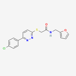 molecular formula C17H14ClN3O2S B2856379 2-[6-(4-氯苯基)哒嗪-3-基]硫代基-N-(呋喃-2-基甲基)乙酰胺 CAS No. 895457-71-3