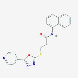 molecular formula C20H16N4O2S B285638 N-Naphthalen-1-yl-3-(5-pyridin-4-yl-[1,3,4]oxadiazol-2-ylsulfanyl)-propionamide 
