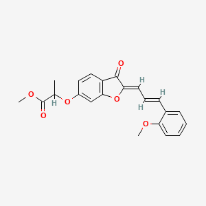molecular formula C22H20O6 B2856382 methyl 2-(((Z)-2-((E)-3-(2-methoxyphenyl)allylidene)-3-oxo-2,3-dihydrobenzofuran-6-yl)oxy)propanoate CAS No. 620546-47-6