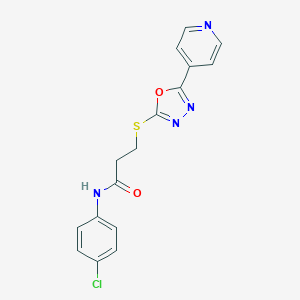 molecular formula C16H13ClN4O2S B285639 N-(4-chlorophenyl)-3-[(5-pyridin-4-yl-1,3,4-oxadiazol-2-yl)thio]propanamide 