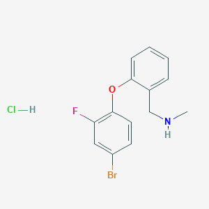 molecular formula C14H14BrClFNO B2856397 {[2-(4-Bromo-2-fluorophenoxy)phenyl]methyl}(methyl)amine hydrochloride CAS No. 2089277-11-0