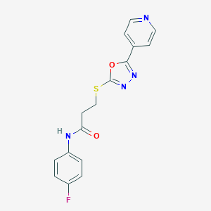 molecular formula C16H13FN4O2S B285640 N-(4-fluorophenyl)-3-[(5-pyridin-4-yl-1,3,4-oxadiazol-2-yl)thio]propanamide 