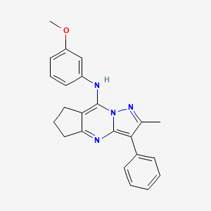 molecular formula C23H22N4O B2856403 N-(3-methoxyphenyl)-2-methyl-3-phenyl-6,7-dihydro-5H-cyclopenta[d]pyrazolo[1,5-a]pyrimidin-8-amine CAS No. 896835-99-7