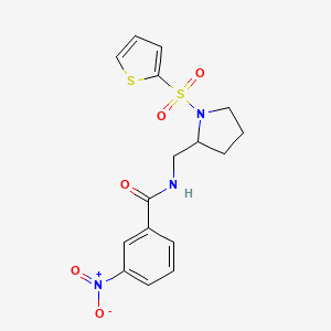 molecular formula C16H17N3O5S2 B2856410 3-nitro-N-((1-(thiophen-2-ylsulfonyl)pyrrolidin-2-yl)methyl)benzamide CAS No. 896278-12-9