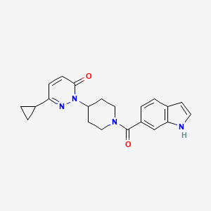 molecular formula C21H22N4O2 B2856428 6-Cyclopropyl-2-[1-(1H-indole-6-carbonyl)piperidin-4-yl]pyridazin-3-one CAS No. 2309574-41-0