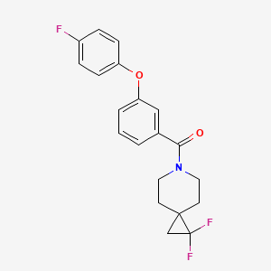 molecular formula C20H18F3NO2 B2856429 (1,1-Difluoro-6-azaspiro[2.5]octan-6-yl)(3-(4-fluorophenoxy)phenyl)methanone CAS No. 2319833-13-9