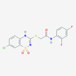 molecular formula C15H10ClF2N3O3S2 B2856431 2-((7-chloro-1,1-dioxido-4H-benzo[e][1,2,4]thiadiazin-3-yl)thio)-N-(2,4-difluorophenyl)acetamide CAS No. 899944-50-4