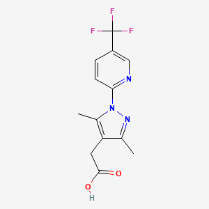 molecular formula C13H12F3N3O2 B2856432 2-{3,5-dimethyl-1-[5-(trifluoromethyl)pyridin-2-yl]-1H-pyrazol-4-yl}acetic acid CAS No. 926194-97-0