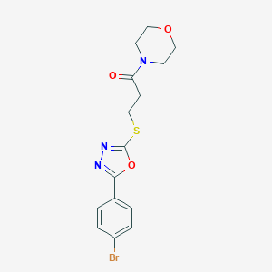 molecular formula C15H16BrN3O3S B285645 4-(3-{[5-(4-Bromophenyl)-1,3,4-oxadiazol-2-yl]sulfanyl}propanoyl)morpholine 