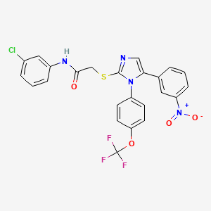 molecular formula C24H16ClF3N4O4S B2856457 N-(3-chlorophenyl)-2-((5-(3-nitrophenyl)-1-(4-(trifluoromethoxy)phenyl)-1H-imidazol-2-yl)thio)acetamide CAS No. 1226443-83-9