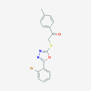 molecular formula C17H13BrN2O2S B285646 2-{[5-(2-Bromophenyl)-1,3,4-oxadiazol-2-yl]thio}-1-(4-methylphenyl)ethanone 