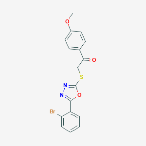 molecular formula C17H13BrN2O3S B285648 2-{[5-(2-Bromophenyl)-1,3,4-oxadiazol-2-yl]sulfanyl}-1-(4-methoxyphenyl)ethanone 