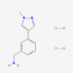 molecular formula C11H15Cl2N3 B2856480 (3-(1-Methyl-1H-pyrazol-4-YL)phenyl)methanamine 2hcl CAS No. 1546330-10-2