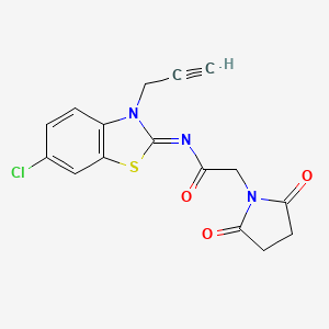 molecular formula C16H12ClN3O3S B2856487 (Z)-N-(6-chloro-3-(prop-2-yn-1-yl)benzo[d]thiazol-2(3H)-ylidene)-2-(2,5-dioxopyrrolidin-1-yl)acetamide CAS No. 865181-22-2