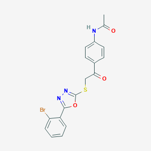 molecular formula C18H14BrN3O3S B285649 N-[4-({[5-(2-bromophenyl)-1,3,4-oxadiazol-2-yl]sulfanyl}acetyl)phenyl]acetamide 