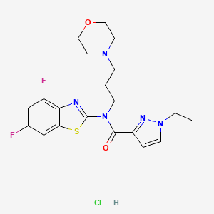molecular formula C20H24ClF2N5O2S B2856490 N-(4,6-difluorobenzo[d]thiazol-2-yl)-1-ethyl-N-(3-morpholinopropyl)-1H-pyrazole-3-carboxamide hydrochloride CAS No. 1190005-21-0