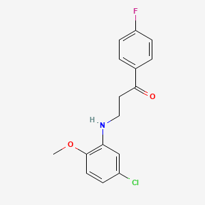 molecular formula C16H15ClFNO2 B2856491 3-(5-Chloro-2-methoxyanilino)-1-(4-fluorophenyl)-1-propanone CAS No. 477328-92-0