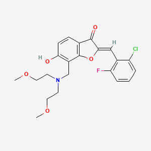 molecular formula C22H23ClFNO5 B2856510 (Z)-7-((bis(2-methoxyethyl)amino)methyl)-2-(2-chloro-6-fluorobenzylidene)-6-hydroxybenzofuran-3(2H)-one CAS No. 899399-05-4