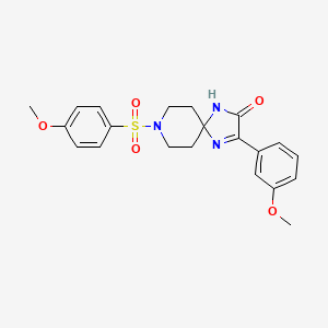 molecular formula C21H23N3O5S B2856514 3-(3-Methoxyphenyl)-8-((4-methoxyphenyl)sulfonyl)-1,4,8-triazaspiro[4.5]dec-3-en-2-one CAS No. 1358423-97-8
