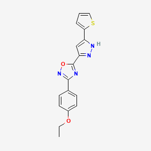 molecular formula C17H14N4O2S B2856515 3-(4-ethoxyphenyl)-5-[3-(thiophen-2-yl)-1H-pyrazol-5-yl]-1,2,4-oxadiazole CAS No. 1192580-57-6