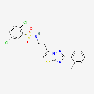 molecular formula C19H16Cl2N4O2S2 B2856517 2,5-dichloro-N-(2-(2-(o-tolyl)thiazolo[3,2-b][1,2,4]triazol-6-yl)ethyl)benzenesulfonamide CAS No. 946274-13-1