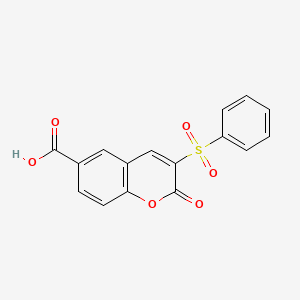 molecular formula C16H10O6S B2856523 2-oxo-3-(phenylsulfonyl)-2H-chromene-6-carboxylic acid CAS No. 895651-88-4