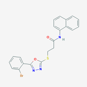 molecular formula C21H16BrN3O2S B285653 3-{[5-(2-bromophenyl)-1,3,4-oxadiazol-2-yl]sulfanyl}-N-(1-naphthyl)propanamide 