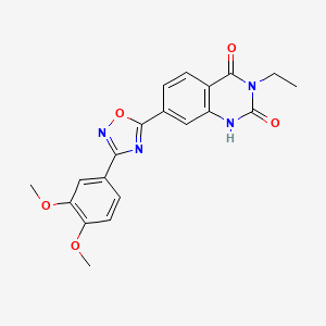 molecular formula C20H18N4O5 B2856540 7-(3-(3,4-dimethoxyphenyl)-1,2,4-oxadiazol-5-yl)-3-ethylquinazoline-2,4(1H,3H)-dione CAS No. 1358308-14-1