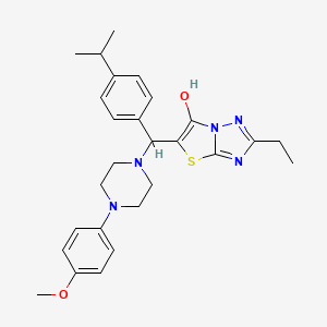 molecular formula C27H33N5O2S B2856555 2-Ethyl-5-((4-isopropylphenyl)(4-(4-methoxyphenyl)piperazin-1-yl)methyl)thiazolo[3,2-b][1,2,4]triazol-6-ol CAS No. 886915-21-5