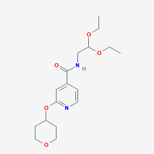 molecular formula C17H26N2O5 B2856556 N-(2,2-diethoxyethyl)-2-((tetrahydro-2H-pyran-4-yl)oxy)isonicotinamide CAS No. 2034240-09-8