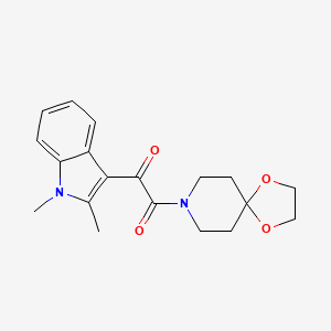 molecular formula C19H22N2O4 B2856557 1-(1,2-Dimethylindol-3-yl)-2-(1,4-dioxa-8-azaspiro[4.5]decan-8-yl)ethane-1,2-dione CAS No. 862814-07-1