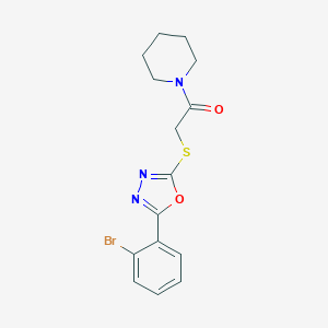 molecular formula C15H16BrN3O2S B285657 1-({[5-(2-Bromophenyl)-1,3,4-oxadiazol-2-yl]sulfanyl}acetyl)piperidine 
