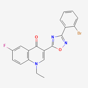 molecular formula C19H13BrFN3O2 B2856572 3-[3-(2-bromophenyl)-1,2,4-oxadiazol-5-yl]-1-ethyl-6-fluoroquinolin-4(1H)-one CAS No. 1326806-38-5