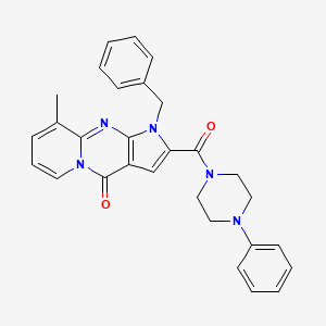 molecular formula C29H27N5O2 B2856573 1-benzyl-9-methyl-2-(4-phenylpiperazine-1-carbonyl)pyrido[1,2-a]pyrrolo[2,3-d]pyrimidin-4(1H)-one CAS No. 900892-67-3