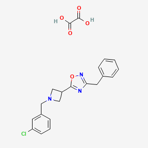 molecular formula C21H20ClN3O5 B2856574 3-Benzyl-5-(1-(3-chlorobenzyl)azetidin-3-yl)-1,2,4-oxadiazole oxalate CAS No. 1428347-43-6