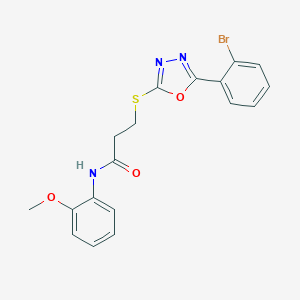 molecular formula C18H16BrN3O3S B285658 3-{[5-(2-bromophenyl)-1,3,4-oxadiazol-2-yl]sulfanyl}-N-(2-methoxyphenyl)propanamide 