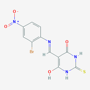 molecular formula C11H7BrN4O4S B2856586 5-(((2-bromo-4-nitrophenyl)amino)methylene)-2-thioxodihydropyrimidine-4,6(1H,5H)-dione CAS No. 1021262-70-3