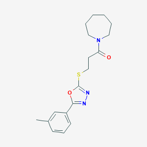 molecular formula C18H23N3O2S B285659 1-(Azepan-1-yl)-3-{[5-(3-methylphenyl)-1,3,4-oxadiazol-2-yl]sulfanyl}propan-1-one 