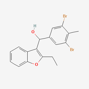 molecular formula C18H16Br2O2 B2856591 (3,5-Dibromo-4-methylphenyl)(2-ethyl-1-benzofuran-3-yl)methanol CAS No. 1803598-50-6