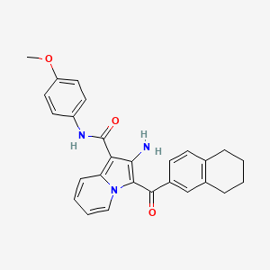 molecular formula C27H25N3O3 B2856600 2-amino-N-(4-methoxyphenyl)-3-(5,6,7,8-tetrahydronaphthalene-2-carbonyl)indolizine-1-carboxamide CAS No. 904266-44-0